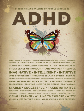 Poszter az önbecsülés fokozására gyermekek, tizenévesek és tinédzserek számára ADHD-val